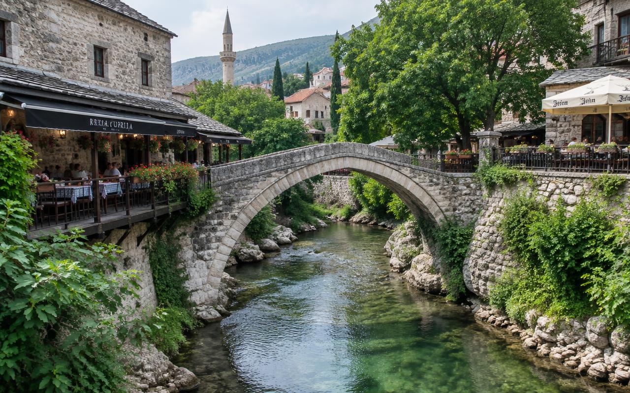 Crooked Bridge and the war photos — Mostar, Bosnia and Herzegovina